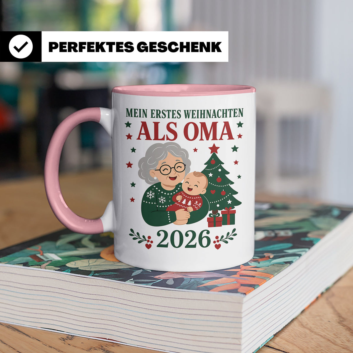 Oma Tasse Mein erstes Weihnachten als Oma 2026 - Geschenk fü – Rosa [farbe:rosa]
