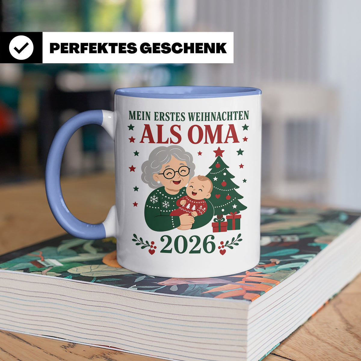 Oma Tasse Mein erstes Weihnachten als Oma 2026 - Geschenk fü – Blau [farbe:blau]