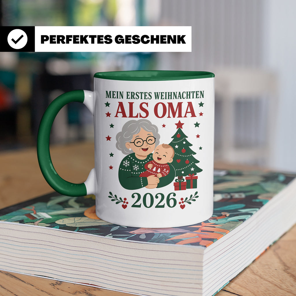 Oma Tasse Mein erstes Weihnachten als Oma 2026 - Geschenk fü – Grün [farbe:grün]