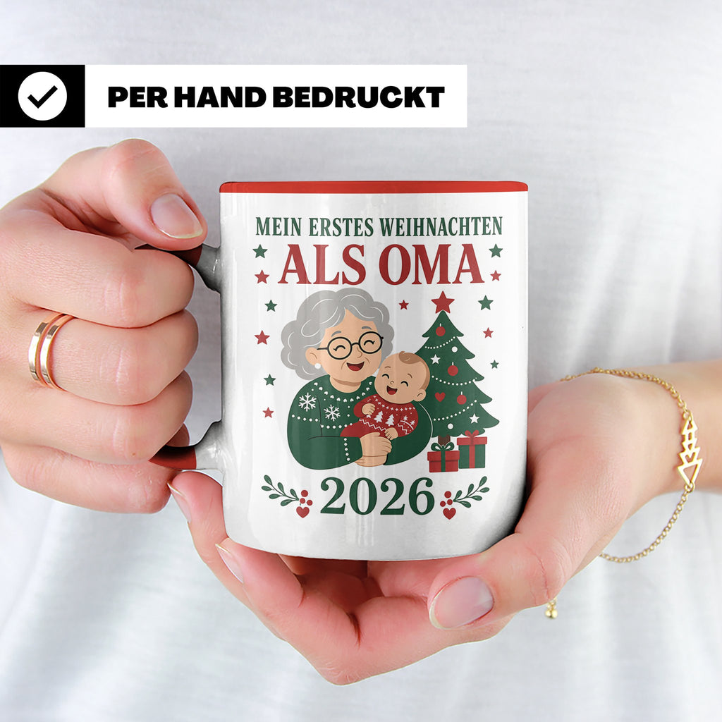 Oma Tasse Mein erstes Weihnachten als Oma 2026 - Geschenk fü – Rot [farbe:rot]