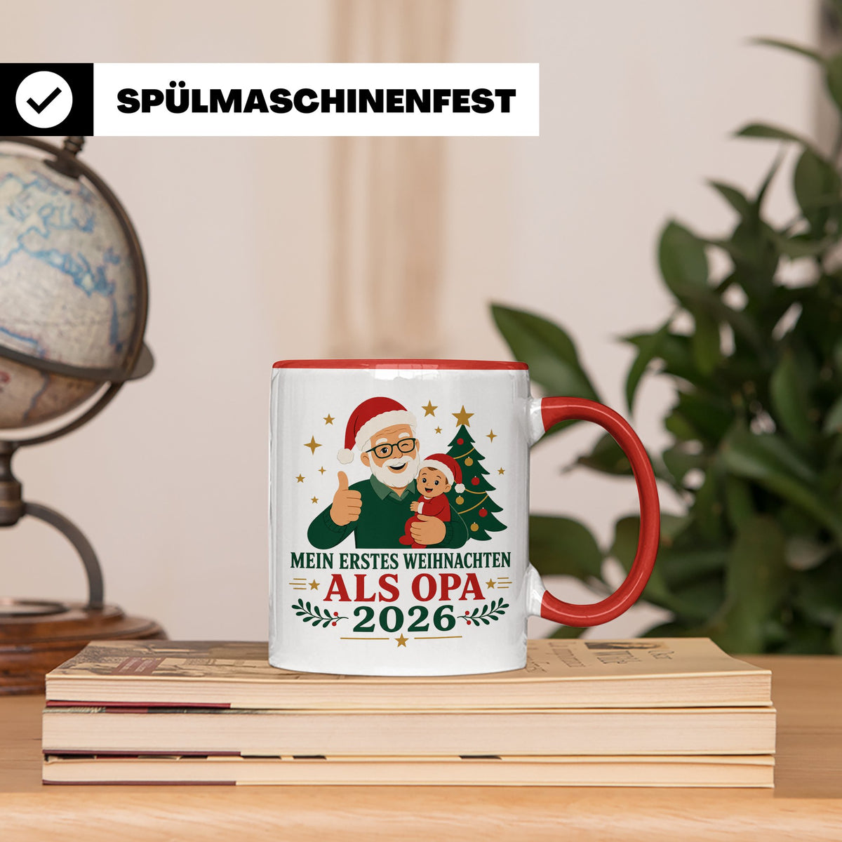 Opa Tasse Mein erstes Weihnachten als Opa 2026 - Geschenk fü – Rot [farbe:rot]