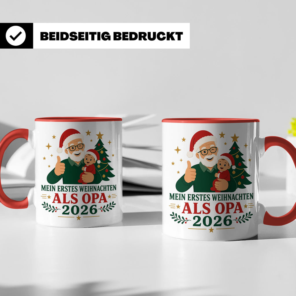 Opa Tasse Mein erstes Weihnachten als Opa 2026 - Geschenk fü – Rot [farbe:rot]