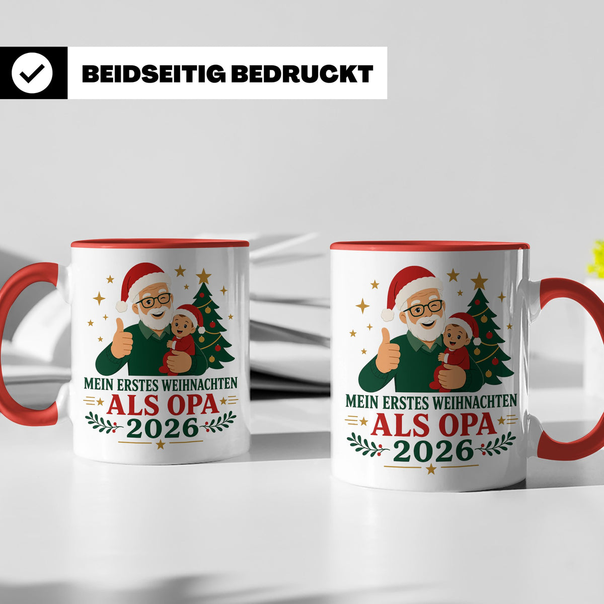 Opa Tasse Mein erstes Weihnachten als Opa 2026 - Geschenk fü – Rot [farbe:rot]
