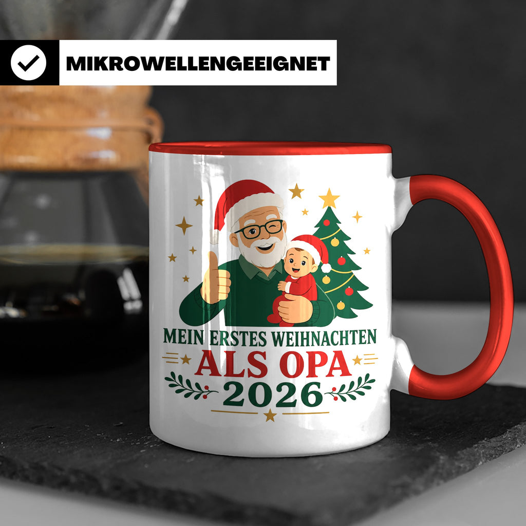 Opa Tasse Mein erstes Weihnachten als Opa 2026 - Geschenk fü – Rot [farbe:rot]