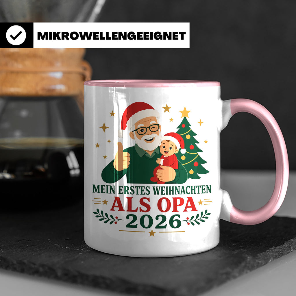 Opa Tasse Mein erstes Weihnachten als Opa 2026 - Geschenk fü – Rosa [farbe:rosa]