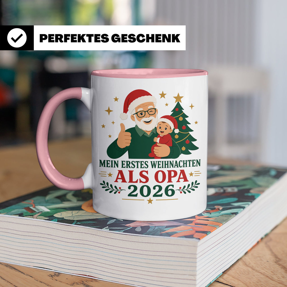 Opa Tasse Mein erstes Weihnachten als Opa 2026 - Geschenk fü – Rosa [farbe:rosa]