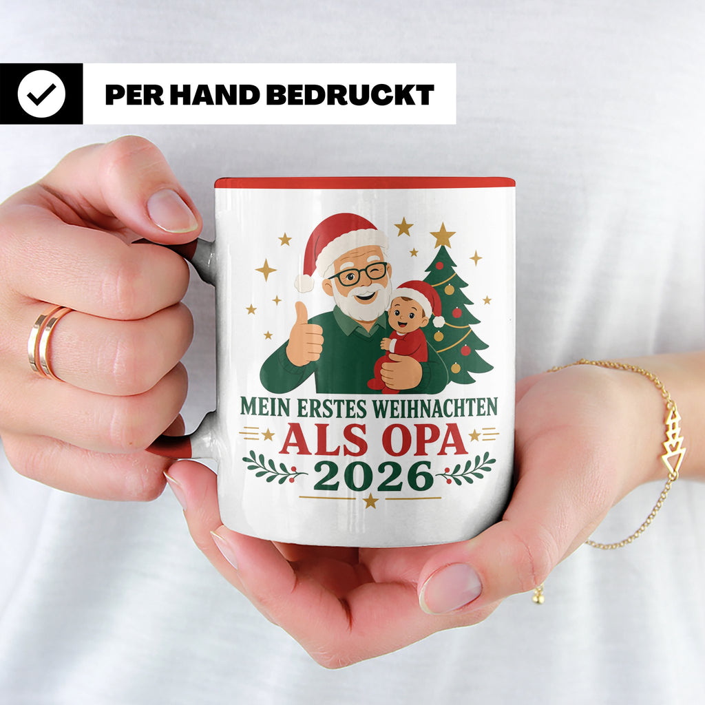 Opa Tasse Mein erstes Weihnachten als Opa 2026 - Geschenk fü – Rot [farbe:rot]