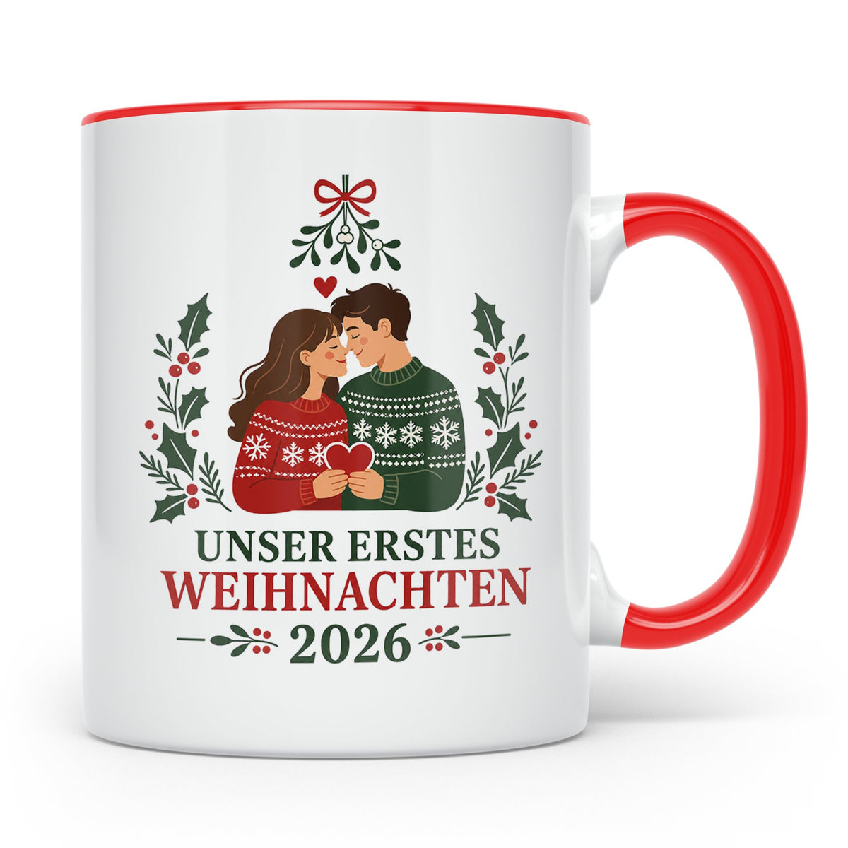 Pärchen Tasse Unser erstes Weihnachten 2026 - Geschenk für P – Rot [farbe:rot]
