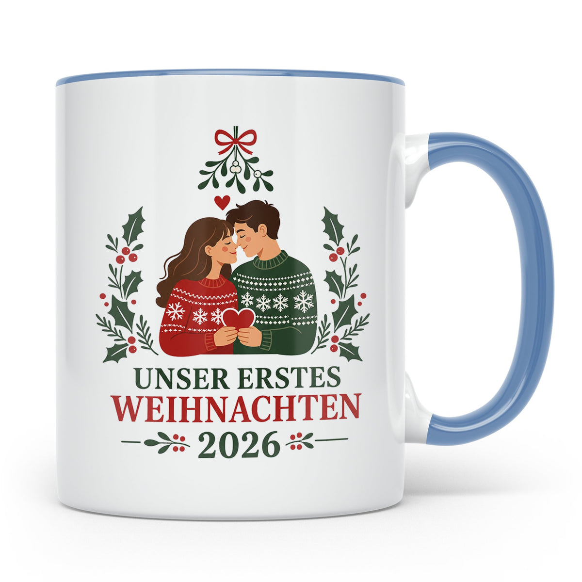 Pärchen Tasse Unser erstes Weihnachten 2026 - Geschenk für P – Blau [farbe:blau]