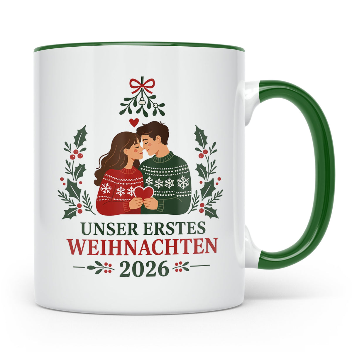 Pärchen Tasse Unser erstes Weihnachten 2026 - Geschenk für P – Grün [farbe:grün]