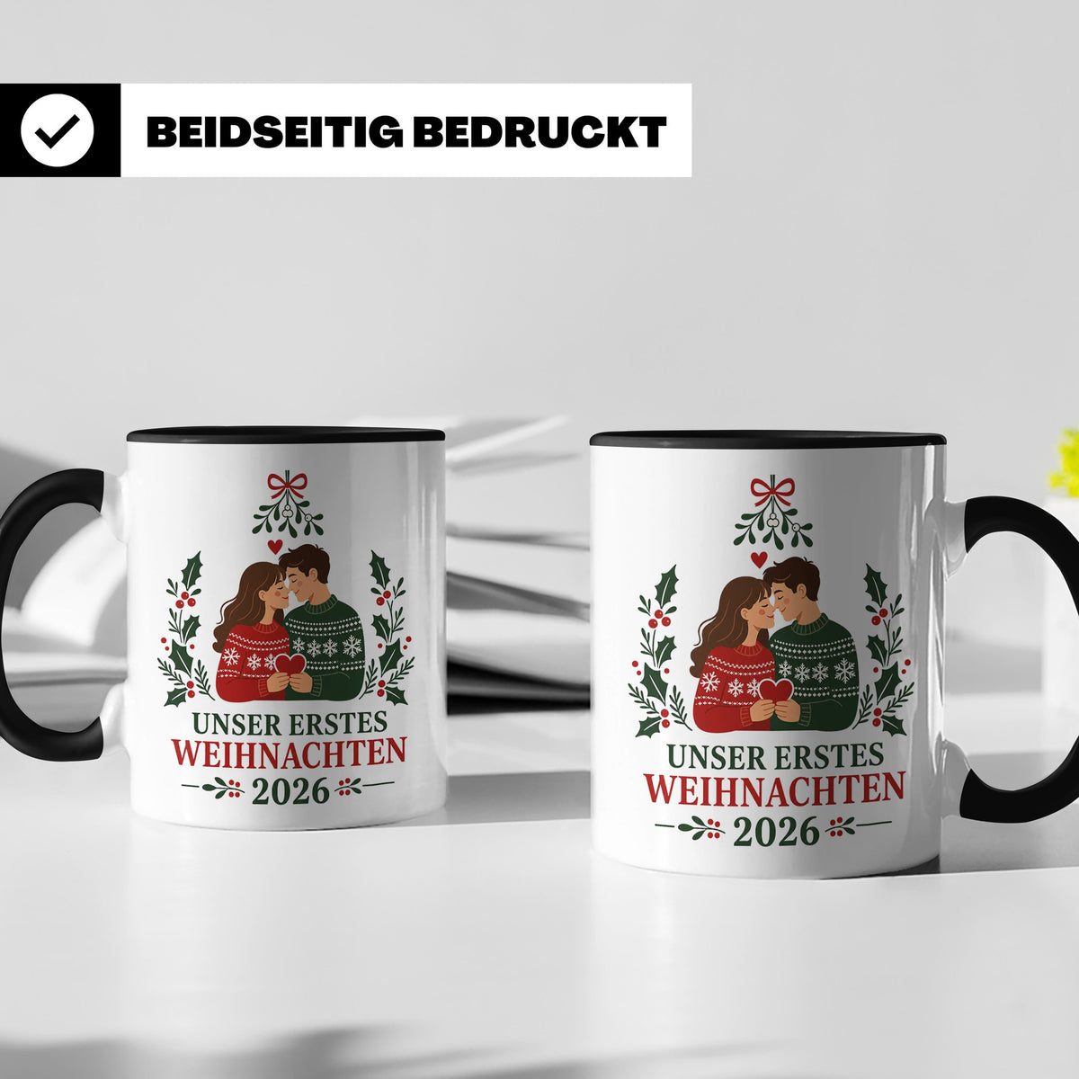 Pärchen Tasse Unser erstes Weihnachten 2026 - Geschenk für P – Schwarz [farbe:schwarz]