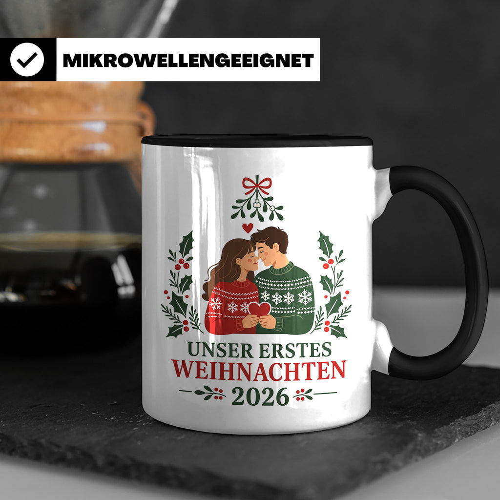Pärchen Tasse Unser erstes Weihnachten 2026 - Geschenk für P – Schwarz [farbe:schwarz]