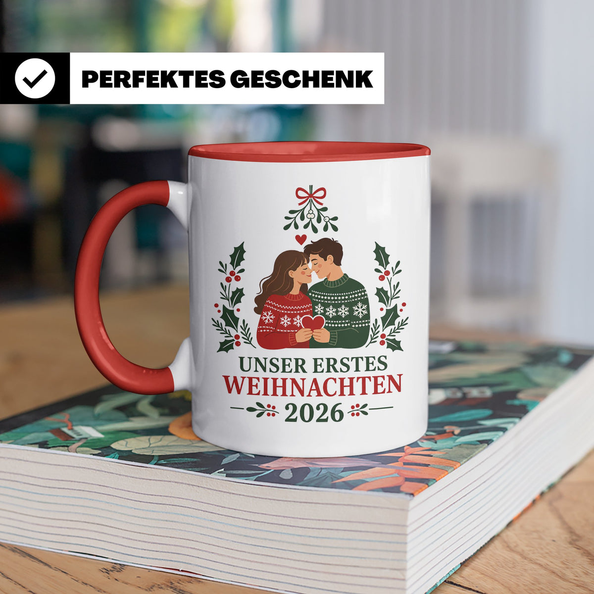 Pärchen Tasse Unser erstes Weihnachten 2026 - Geschenk für P – Rot [farbe:rot]