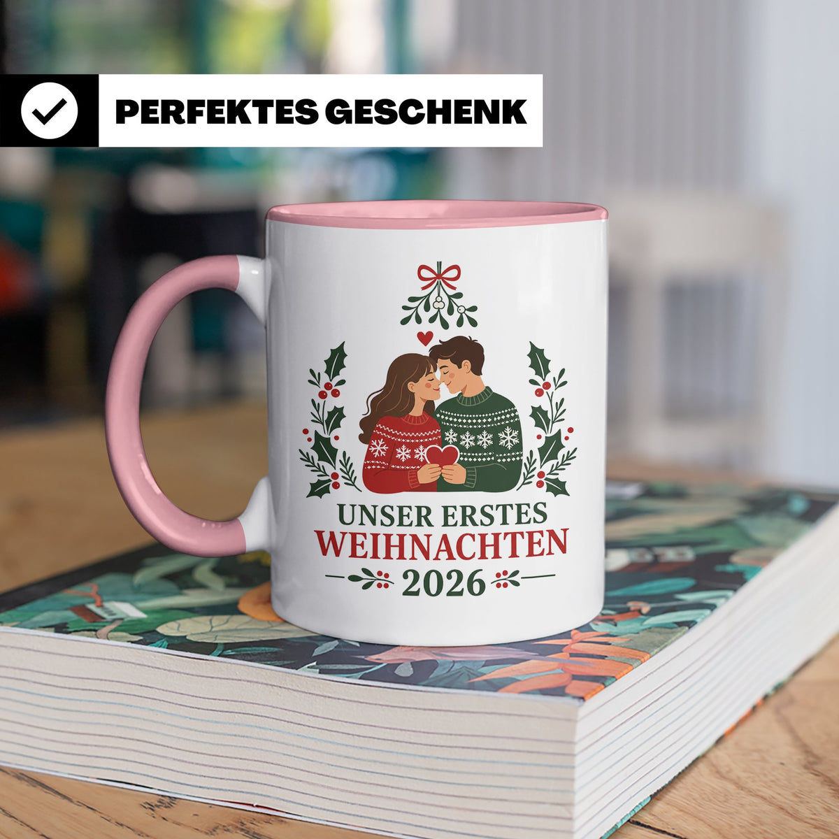 Pärchen Tasse Unser erstes Weihnachten 2026 - Geschenk für P – Rosa [farbe:rosa]