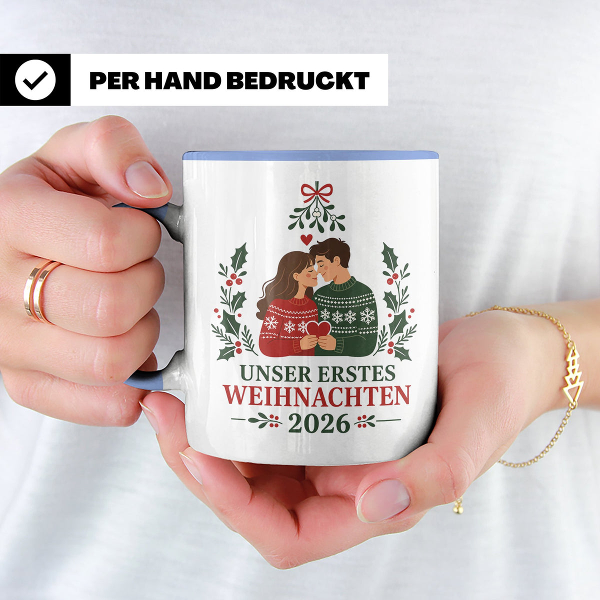 Pärchen Tasse Unser erstes Weihnachten 2026 - Geschenk für P – Blau [farbe:blau]