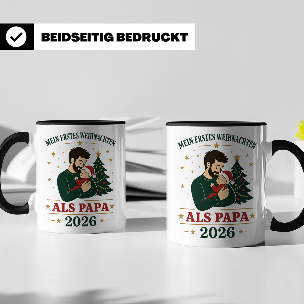 Papa Tasse Mein erstes Weihnachten als Papa 2026 - Geschenk  – Schwarz [farbe:schwarz]