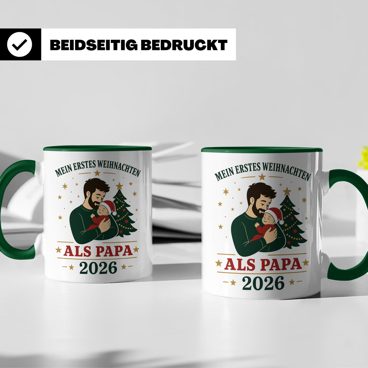 Papa Tasse Mein erstes Weihnachten als Papa 2026 - Geschenk  – Grün [farbe:grün]