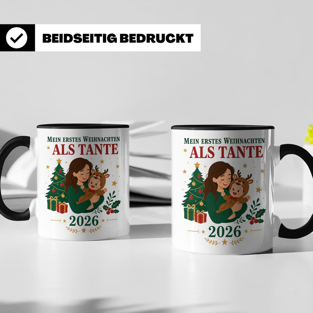 Tante Tasse Mein erstes Weihnachten als Tante 2026 - Geschen – Schwarz [farbe:schwarz]
