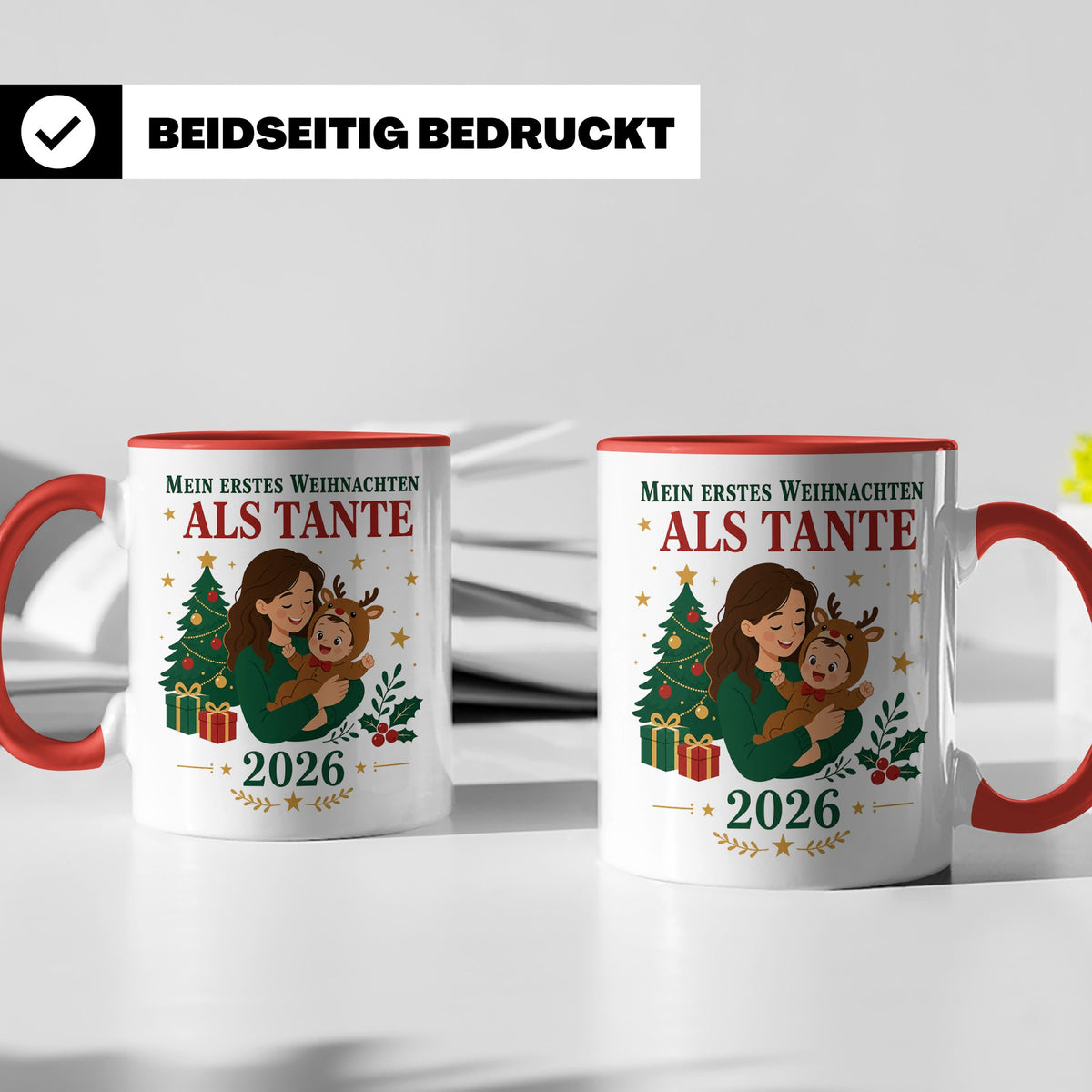 Tante Tasse Mein erstes Weihnachten als Tante 2026 - Geschen – Rot [farbe:rot]