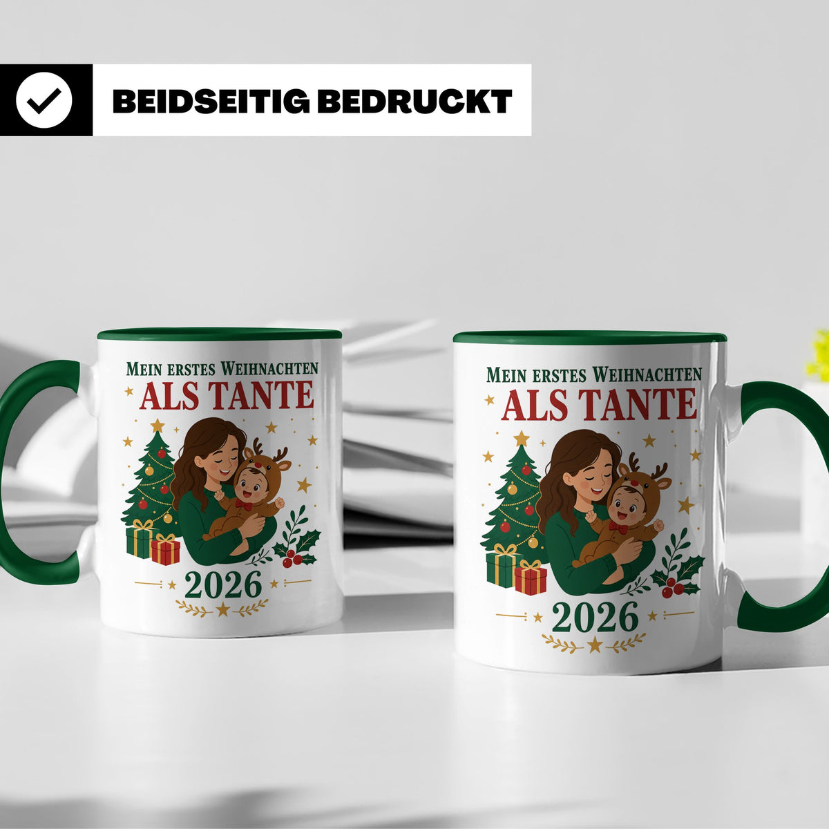 Tante Tasse Mein erstes Weihnachten als Tante 2026 - Geschen – Grün [farbe:grün]