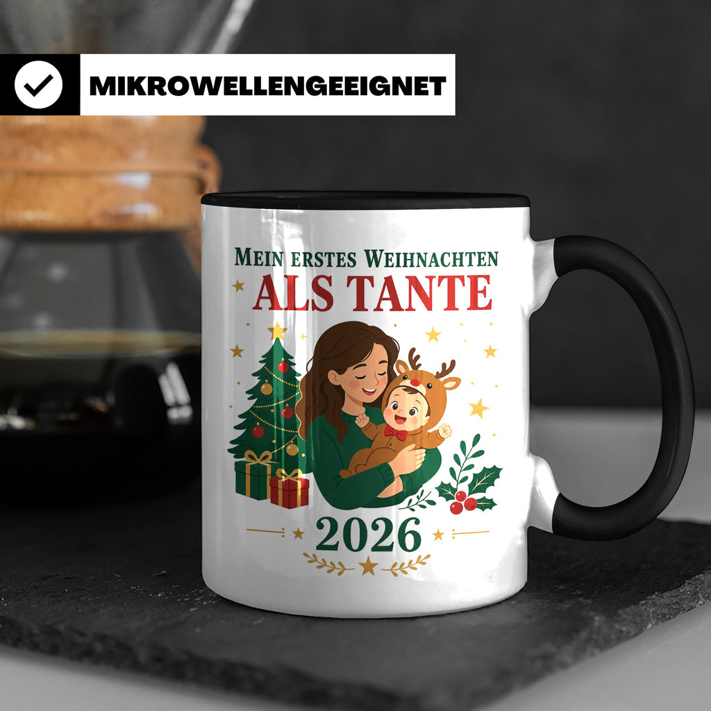 Tante Tasse Mein erstes Weihnachten als Tante 2026 - Geschen – Schwarz [farbe:schwarz]