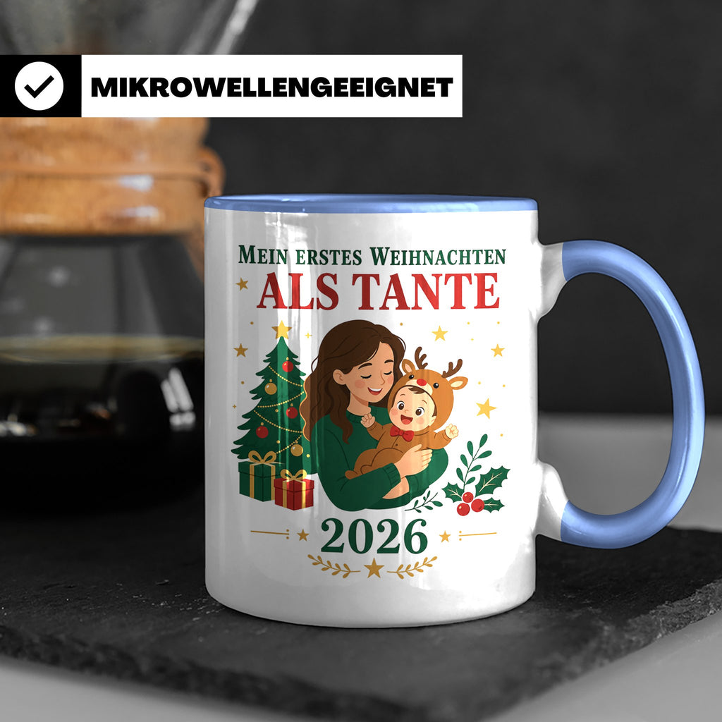 Tante Tasse Mein erstes Weihnachten als Tante 2026 - Geschen – Blau [farbe:blau]