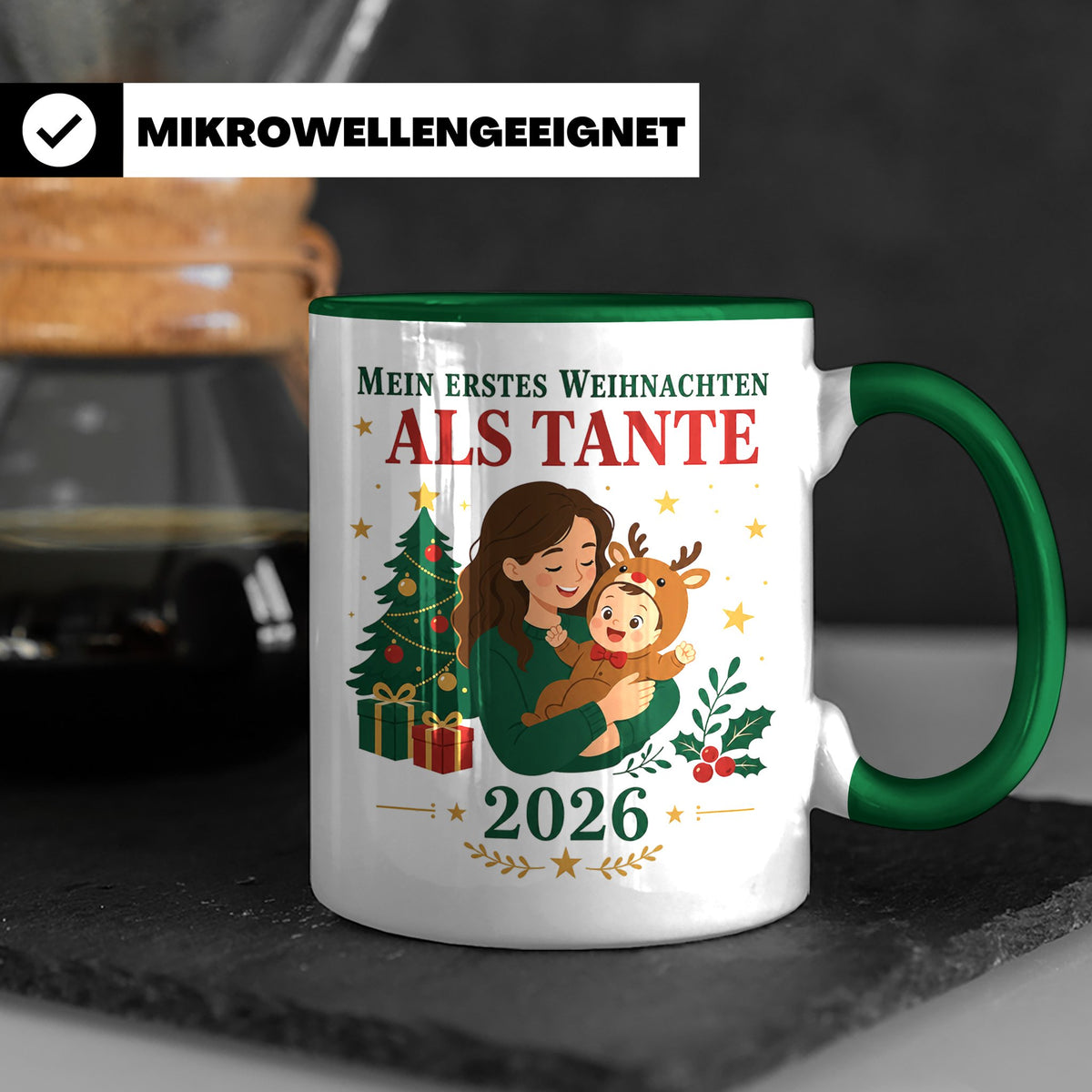 Tante Tasse Mein erstes Weihnachten als Tante 2026 - Geschen – Grün [farbe:grün]