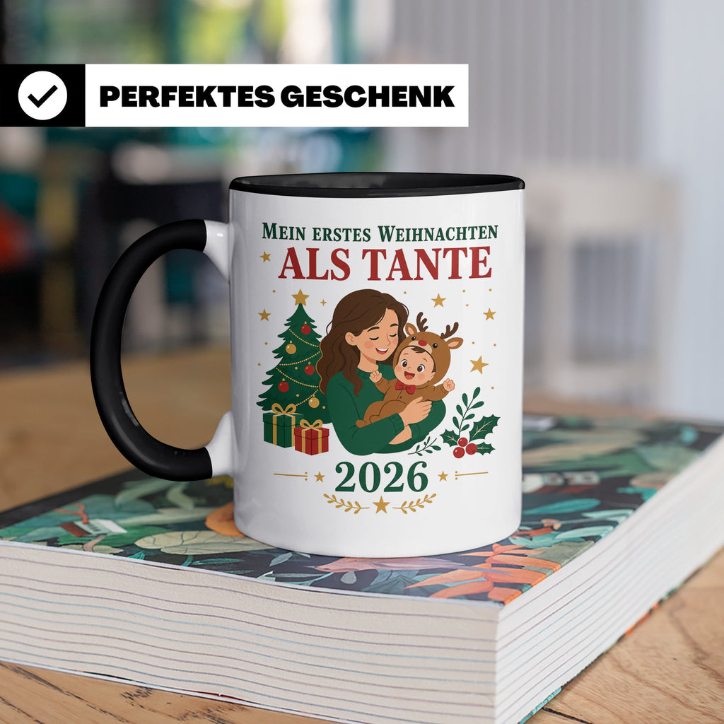 Tante Tasse Mein erstes Weihnachten als Tante 2026 - Geschen – Schwarz [farbe:schwarz]