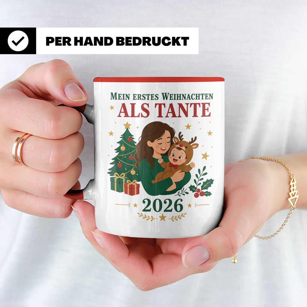 Tante Tasse Mein erstes Weihnachten als Tante 2026 - Geschen – Rot [farbe:rot]