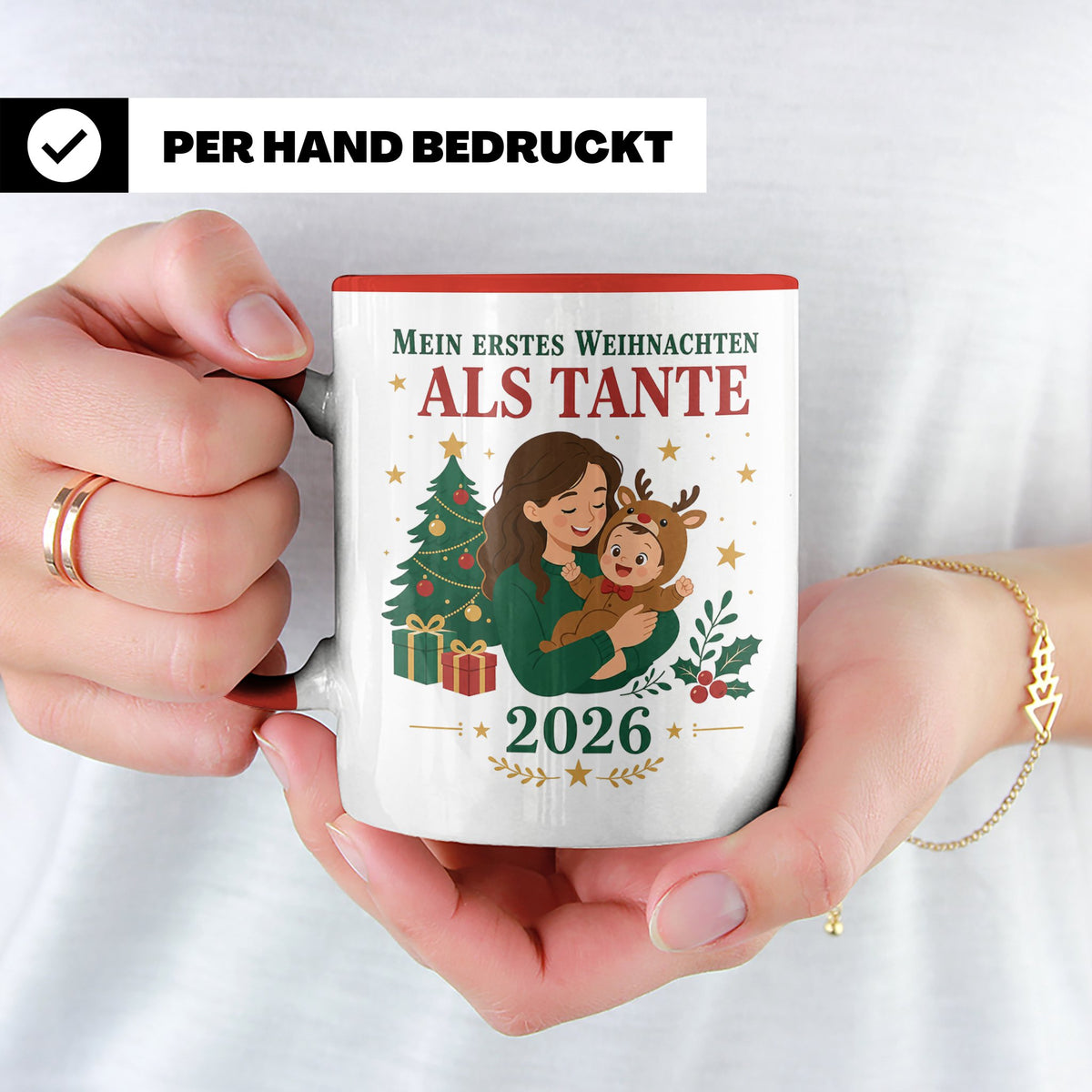 Tante Tasse Mein erstes Weihnachten als Tante 2026 - Geschen – Rot [farbe:rot]