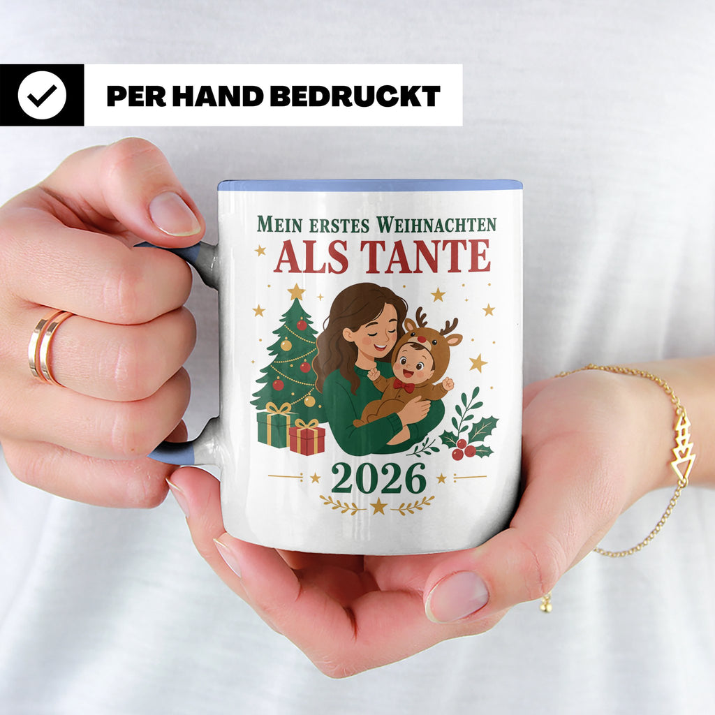 Tante Tasse Mein erstes Weihnachten als Tante 2026 - Geschen – Blau [farbe:blau]