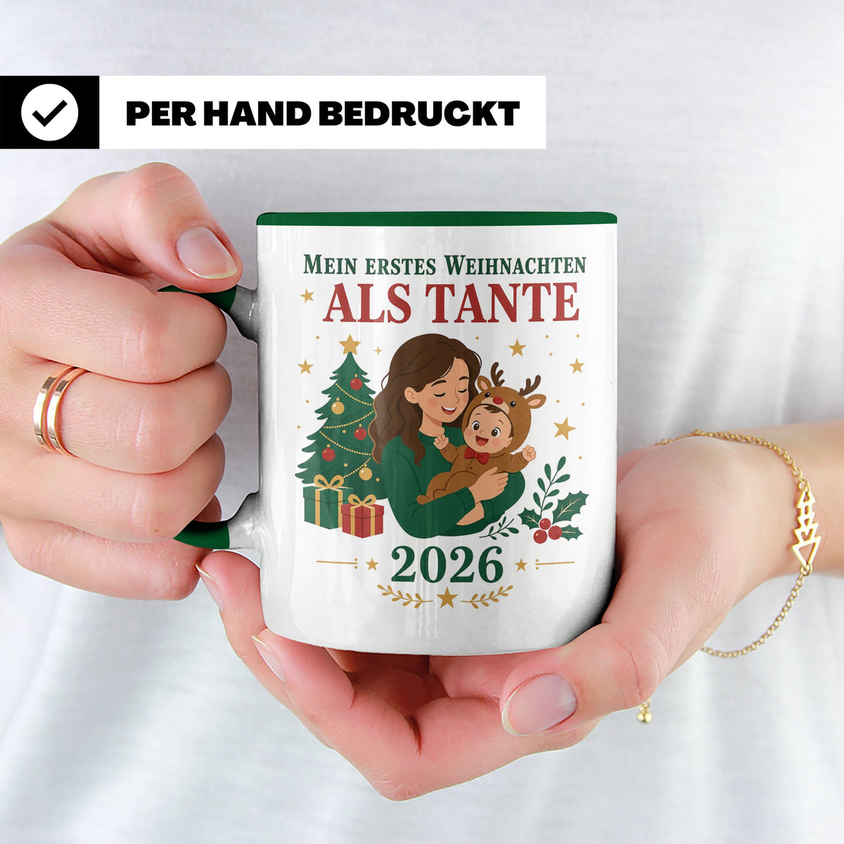 Tante Tasse Mein erstes Weihnachten als Tante 2026 - Geschen – Grün [farbe:grün]
