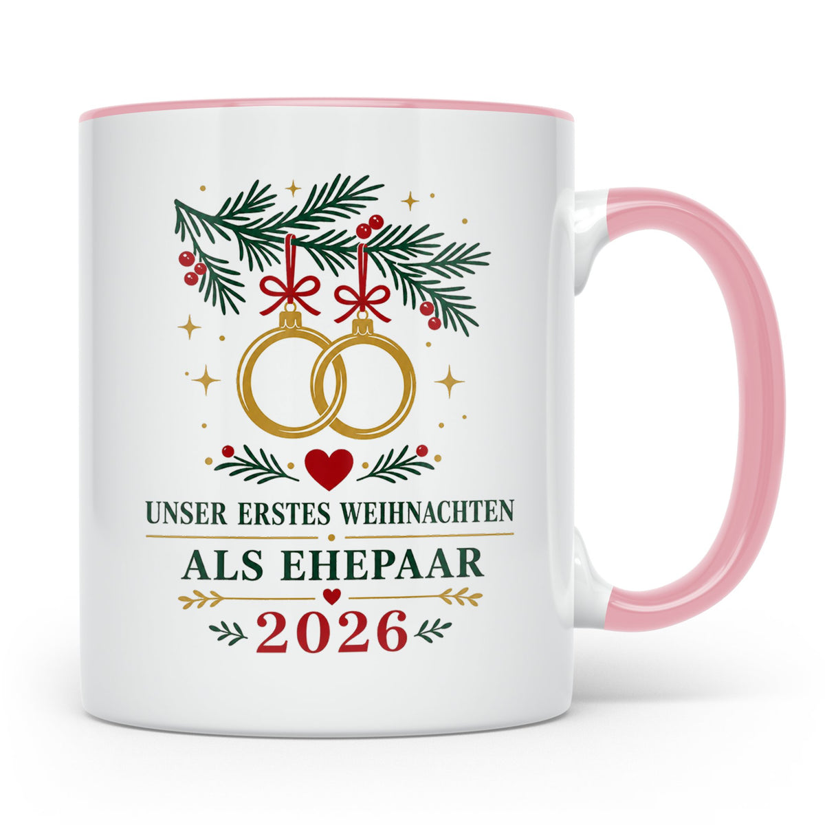 Ehepaar Tasse Unser erstes Weihnachten als Ehepaar 2026 - Ge – Rosa [farbe:rosa]