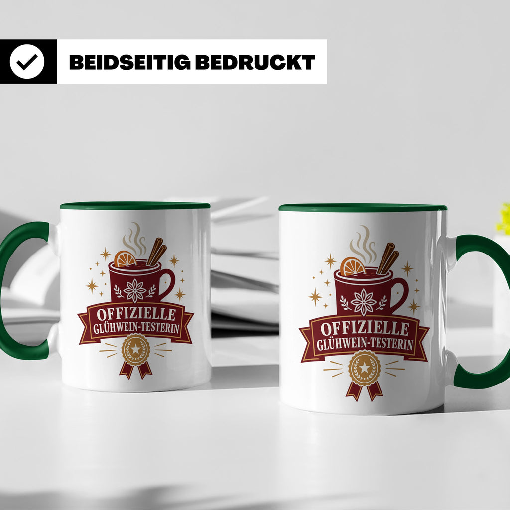 Glühwein Tasse Offizielle Glühwein Testerin - Lustiges Gesch – Grün [farbe:grün]