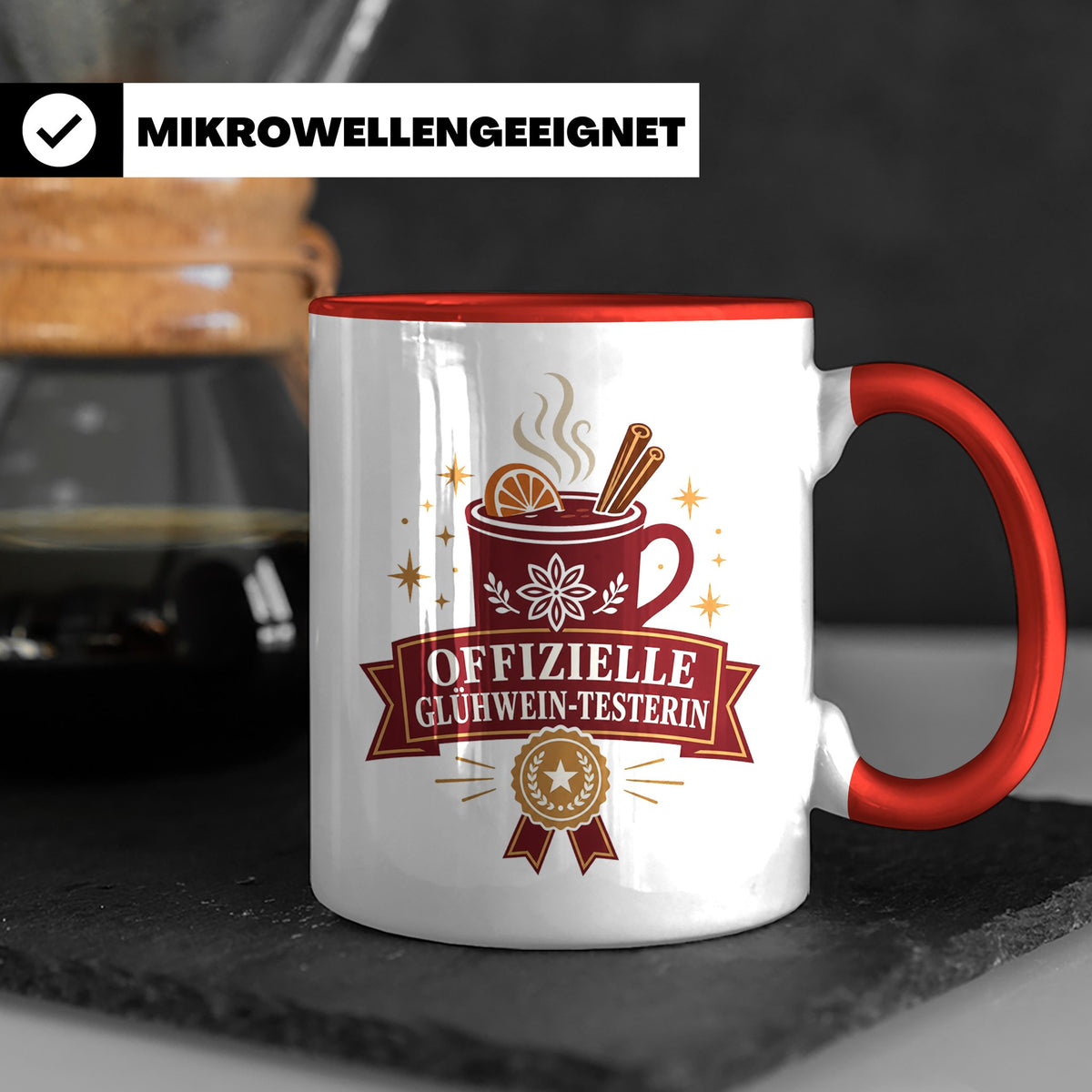 Glühwein Tasse Offizielle Glühwein Testerin - Lustiges Gesch – Rot [farbe:rot]