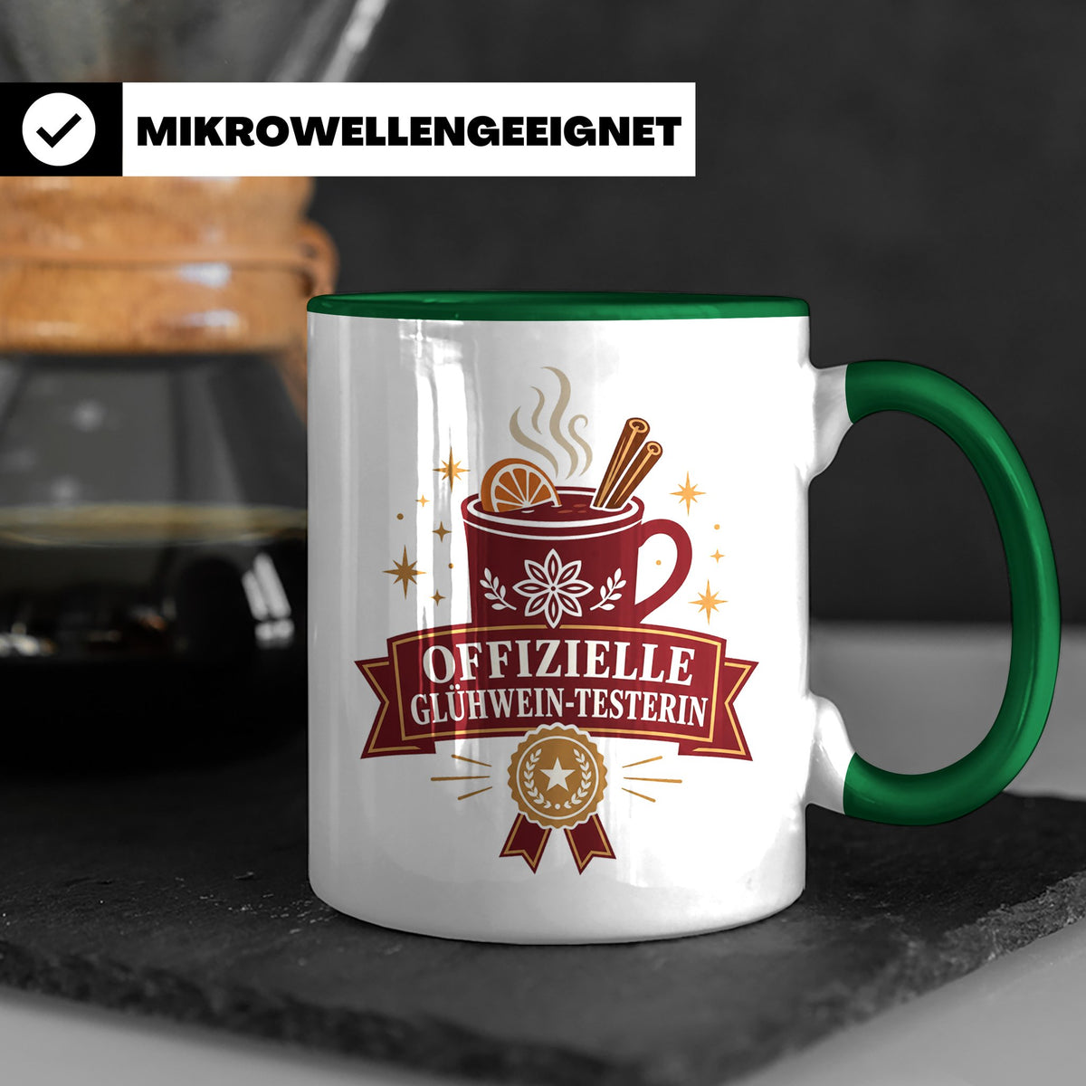 Glühwein Tasse Offizielle Glühwein Testerin - Lustiges Gesch – Grün [farbe:grün]