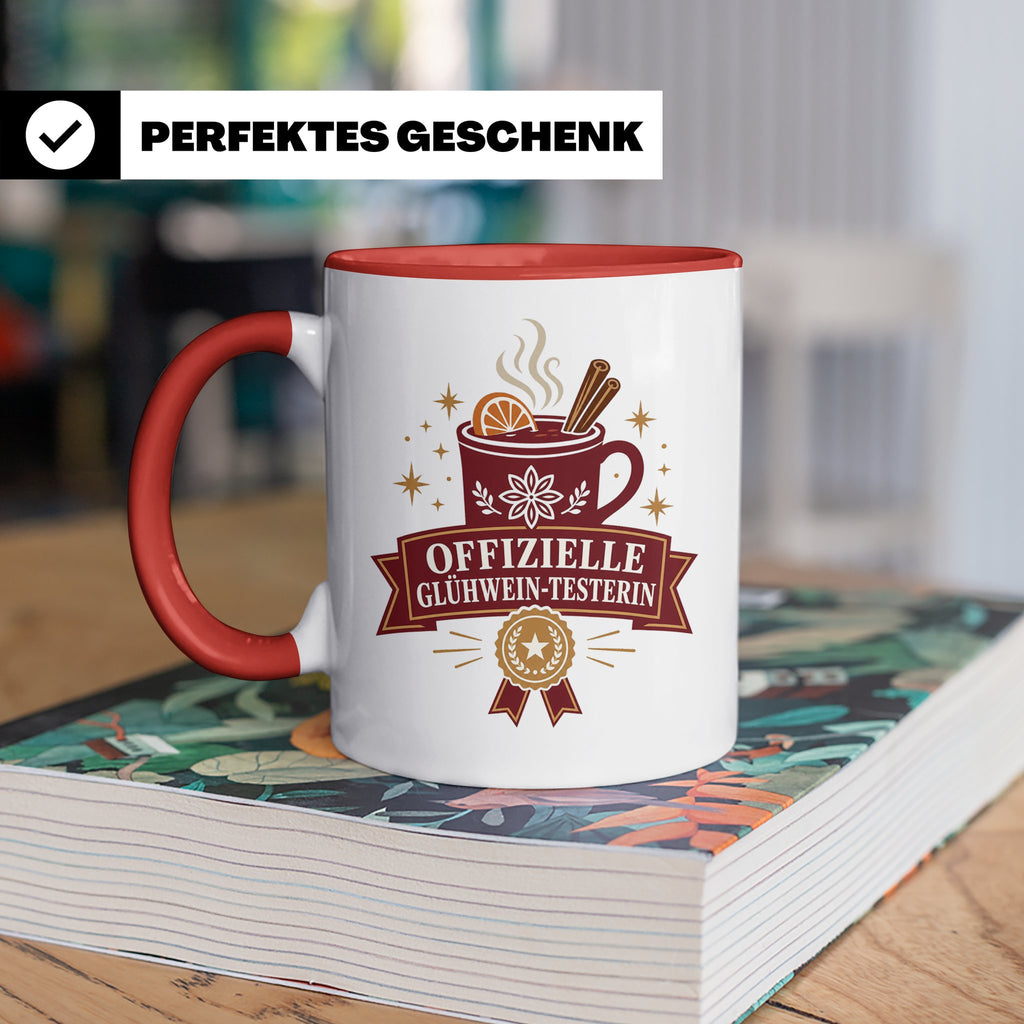 Glühwein Tasse Offizielle Glühwein Testerin - Lustiges Gesch – Rot [farbe:rot]