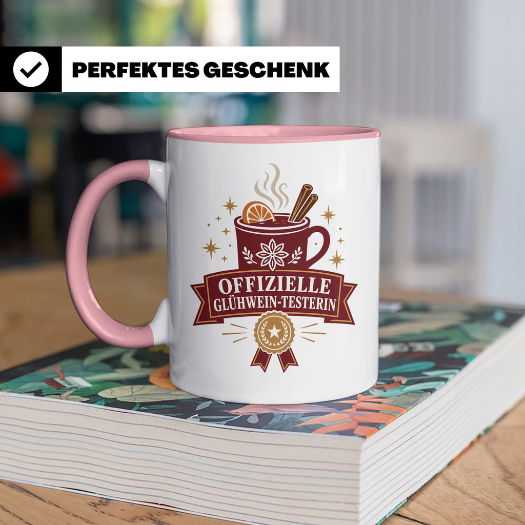 Glühwein Tasse Offizielle Glühwein Testerin - Lustiges Gesch – Rosa [farbe:rosa]