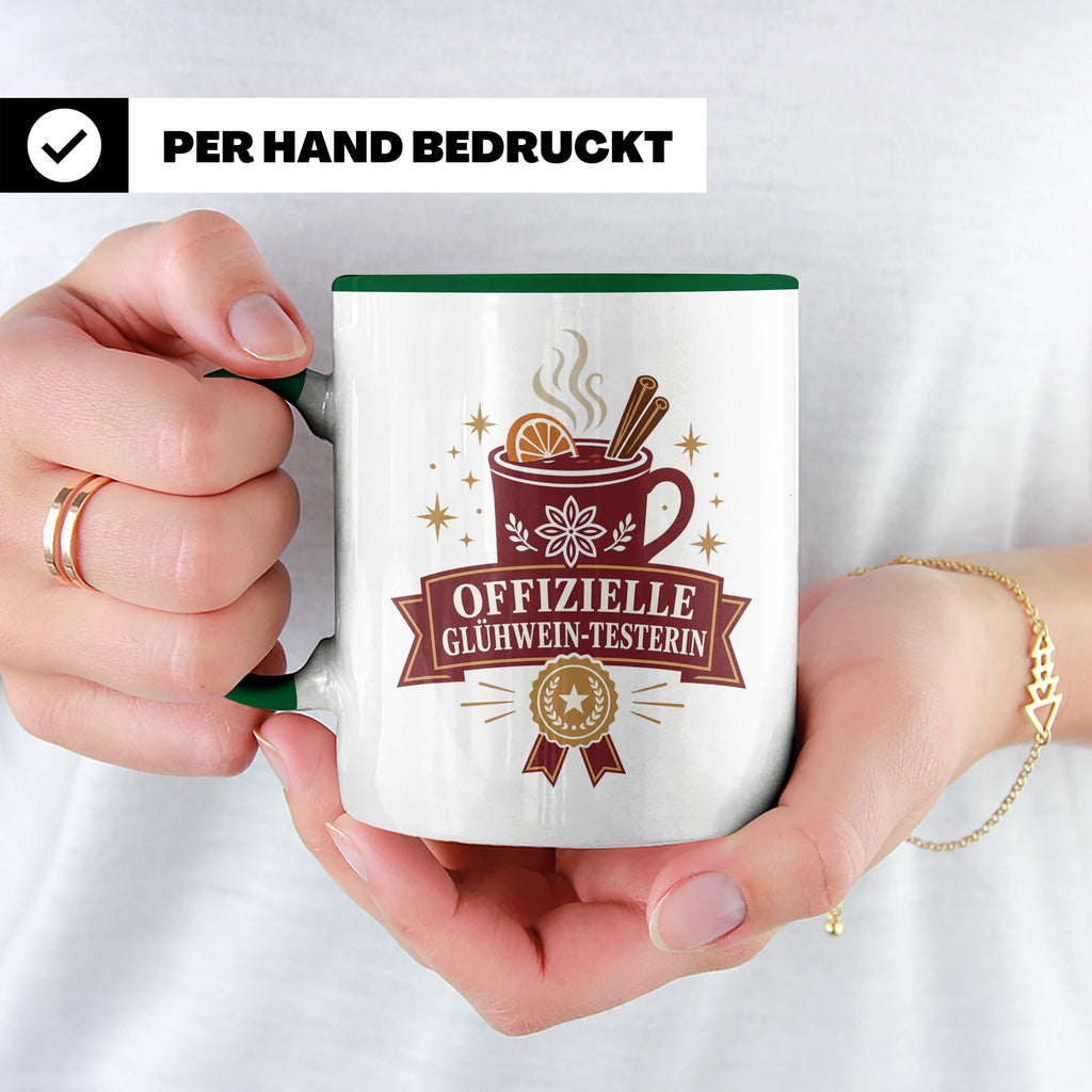 Glühwein Tasse Offizielle Glühwein Testerin - Lustiges Gesch – Grün [farbe:grün]