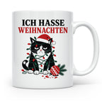 Katzen Tasse Ich hasse Weihnachten grummelige Katze Lichterk – Weiß [farbe:weiß]