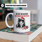 Katzen Tasse Ich hasse Weihnachten grummelige Katze Lichterk – Weiß [farbe:weiß]