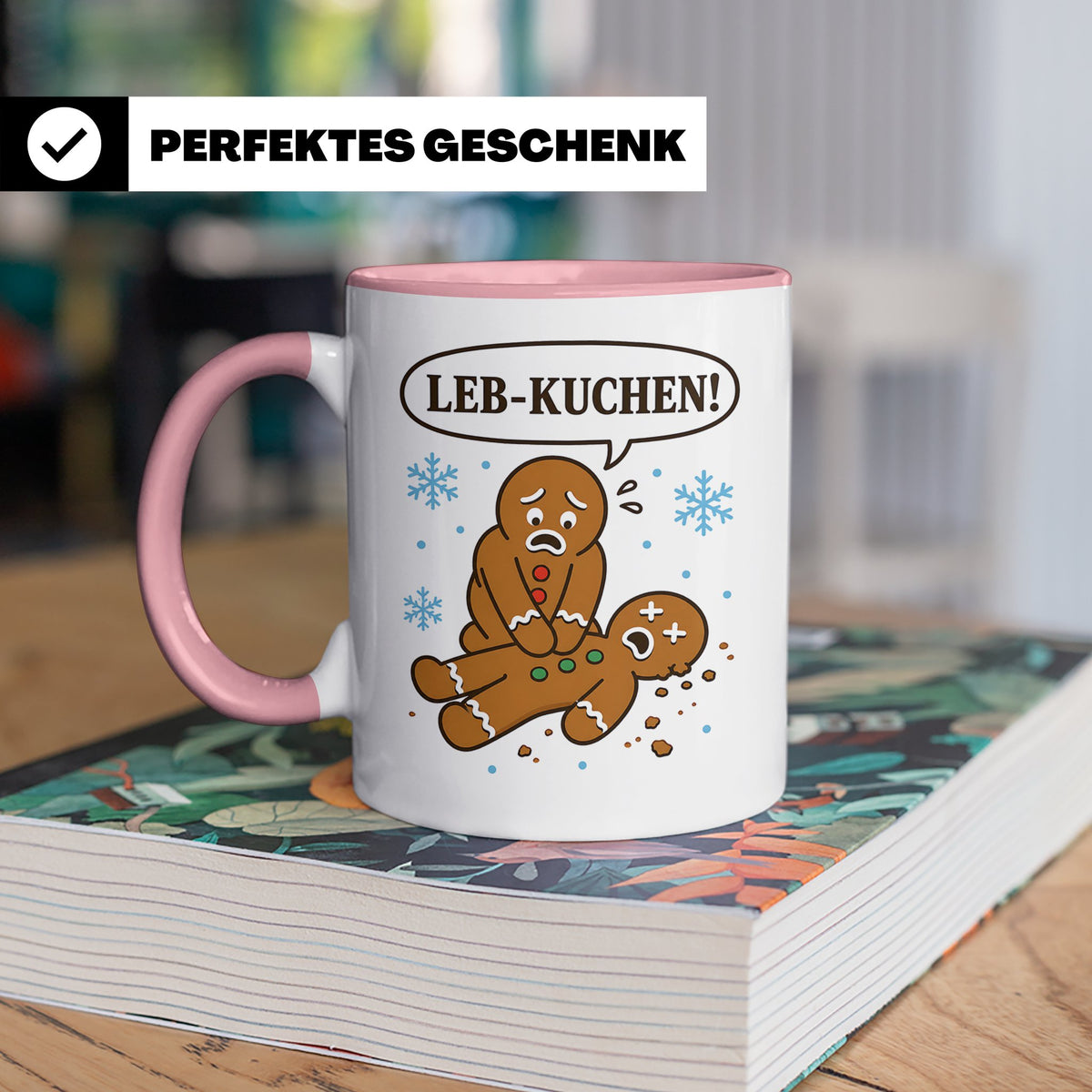 Lebkuchen Tasse Leb Kuchen Wortspiel - Lustiges Geschenk für – Rosa [farbe:rosa]