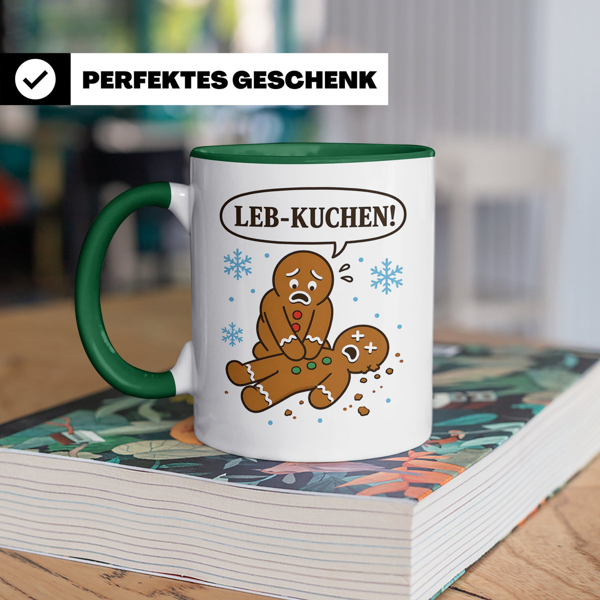 Lebkuchen Tasse Leb Kuchen Wortspiel - Lustiges Geschenk für – Grün [farbe:grün]