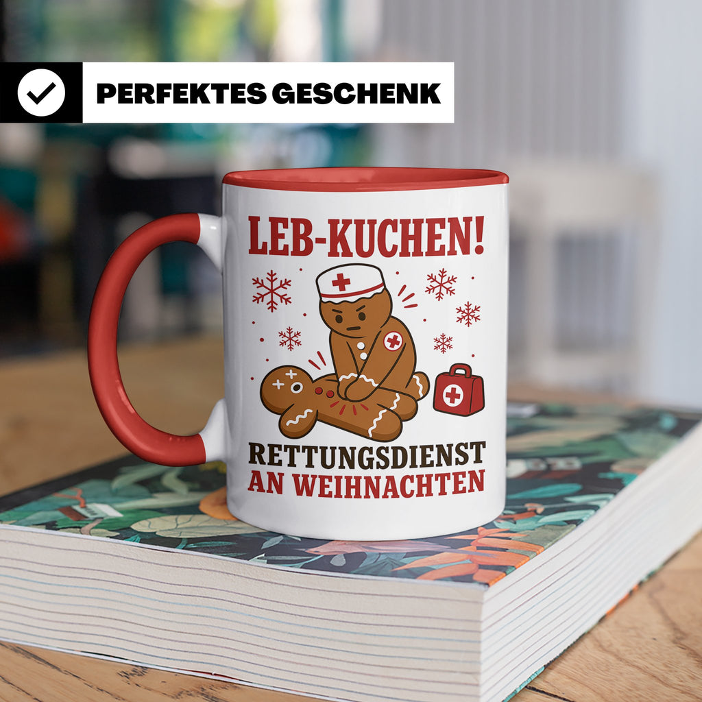 Rettungsdienst Tasse Leb Kuchen Rettungsdienst an Weihnachte – Rot [farbe:rot]