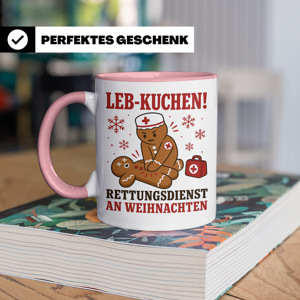 Rettungsdienst Tasse Leb Kuchen Rettungsdienst an Weihnachte – Rosa [farbe:rosa]
