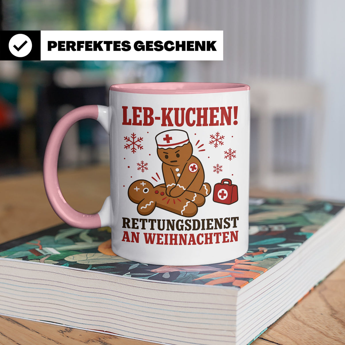 Rettungsdienst Tasse Leb Kuchen Rettungsdienst an Weihnachte – Rosa [farbe:rosa]