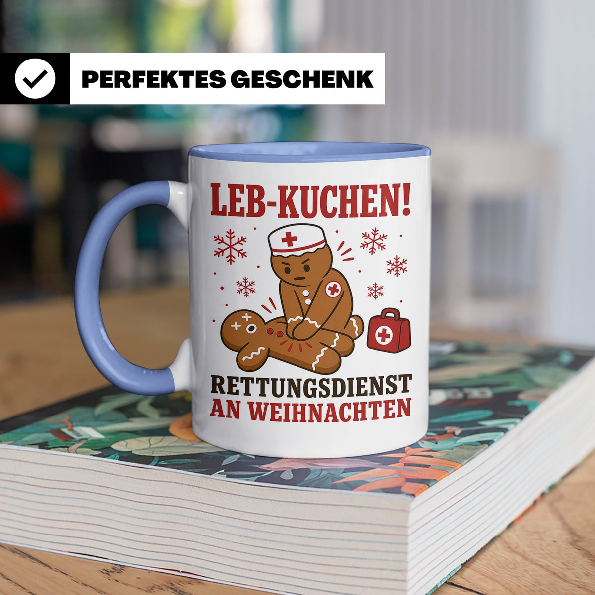 Rettungsdienst Tasse Leb Kuchen Rettungsdienst an Weihnachte – Blau [farbe:blau]