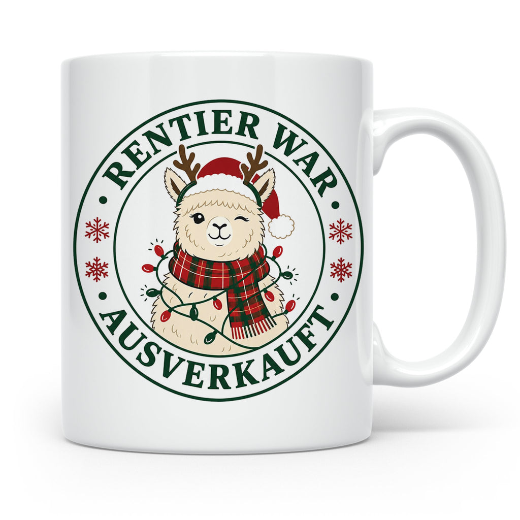 Alpaka Weihnachten Tasse Rentier war ausverkauft - Lustiges  – Weiß [farbe:weiß]