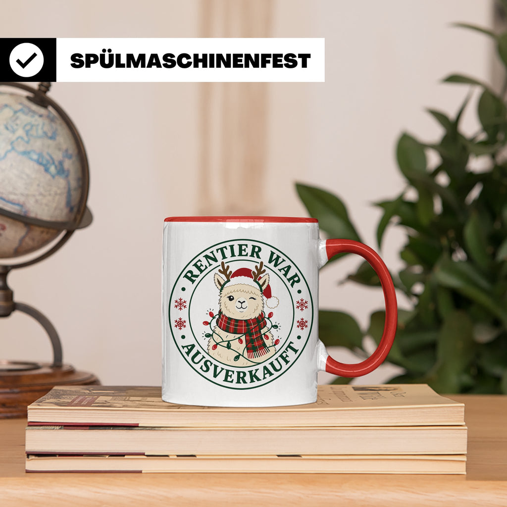 Alpaka Weihnachten Tasse Rentier war ausverkauft - Lustiges  – Rot [farbe:rot]