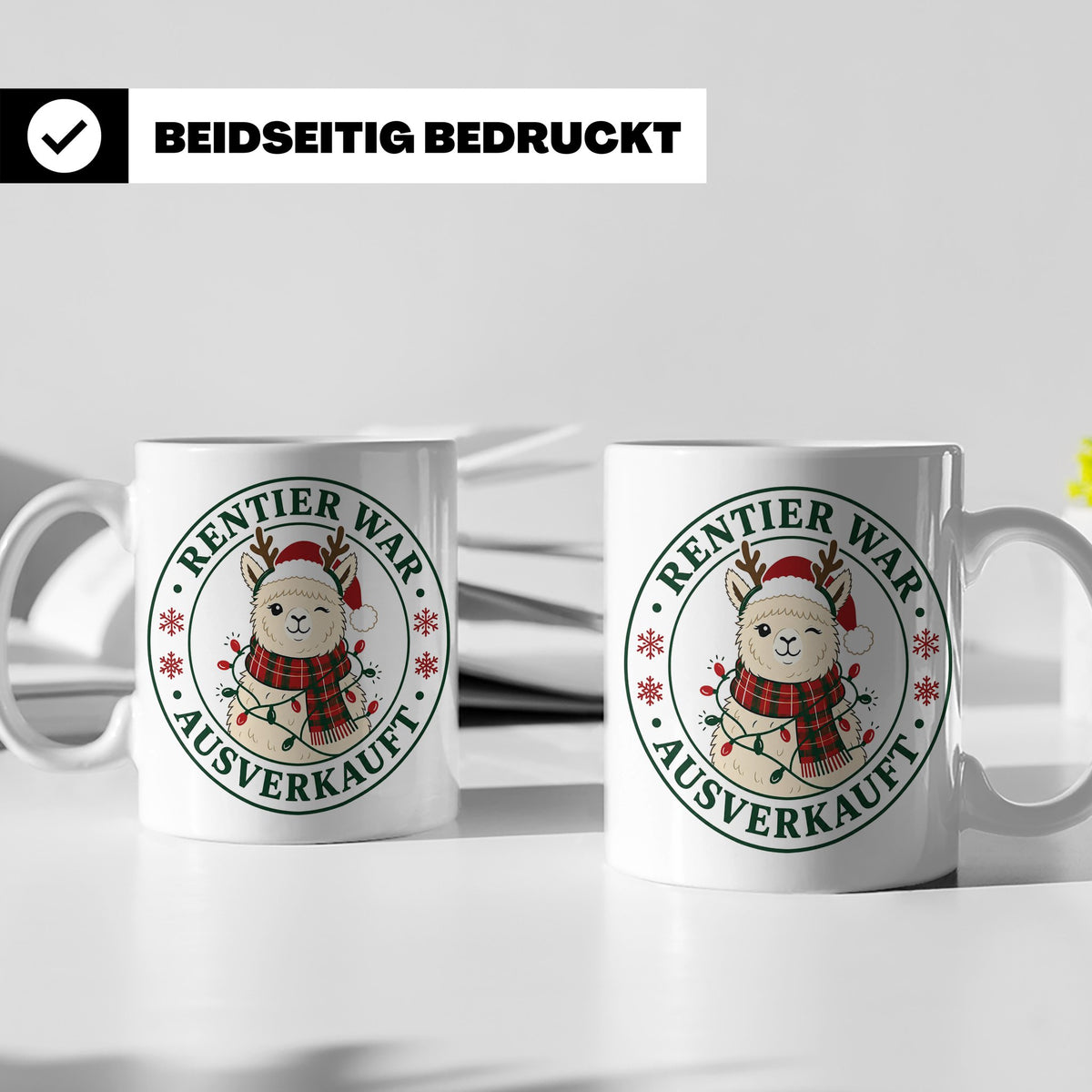 Alpaka Weihnachten Tasse Rentier war ausverkauft - Lustiges  – Weiß [farbe:weiß]